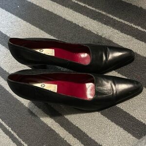 Leather black heeled shoes by Saks Firth Avenue